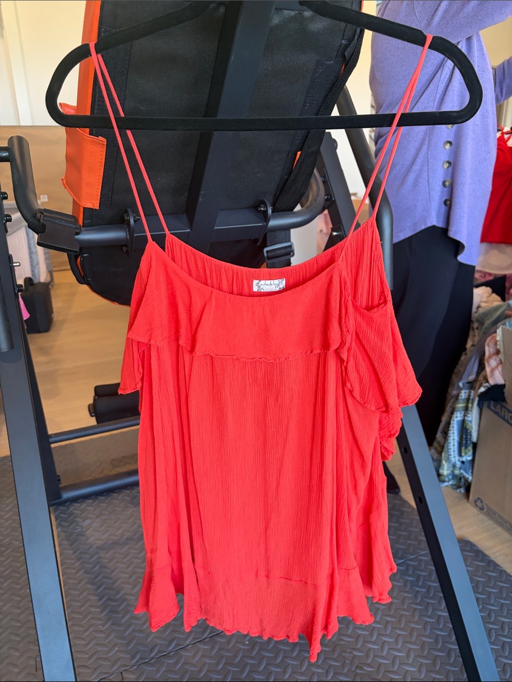 Free People Bright Coral Ruffle Camisole